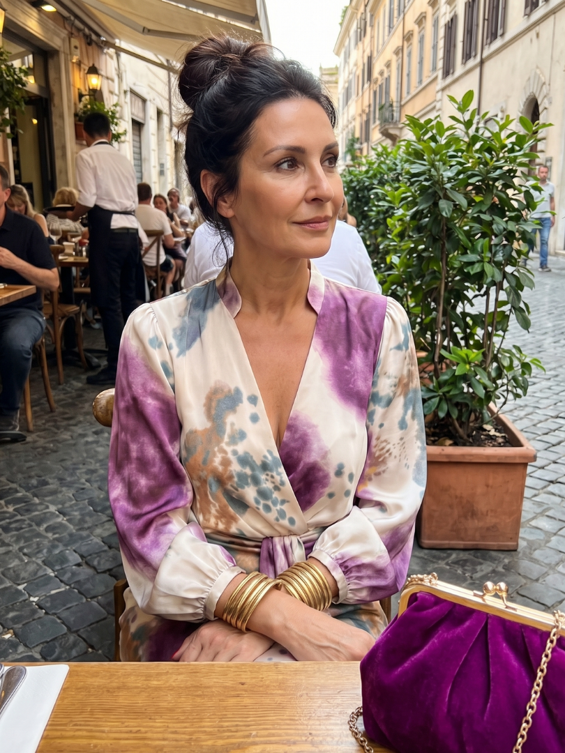 Valentina | Vestido Midi Cruzado con Lazo y Estampado