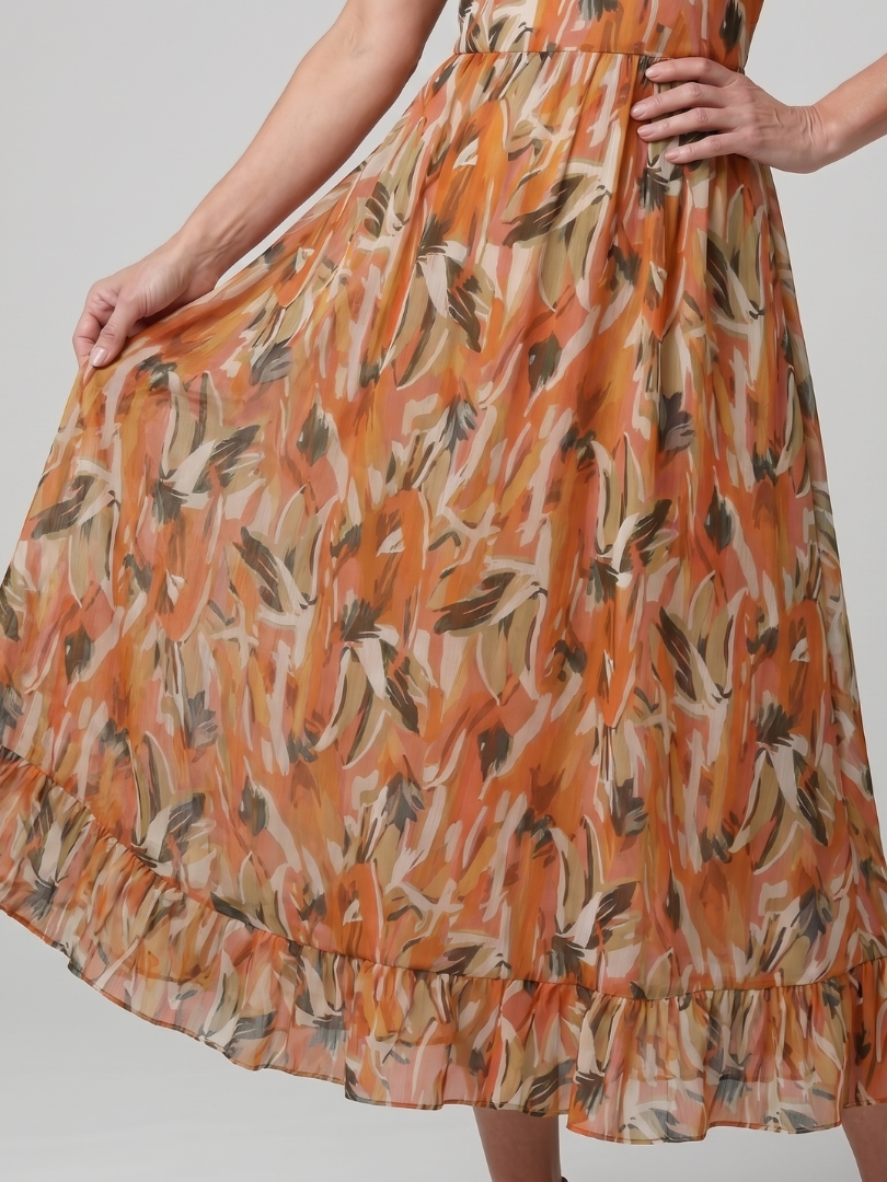 Quill | Vestido Midi Abstracto con Tirantes Finos