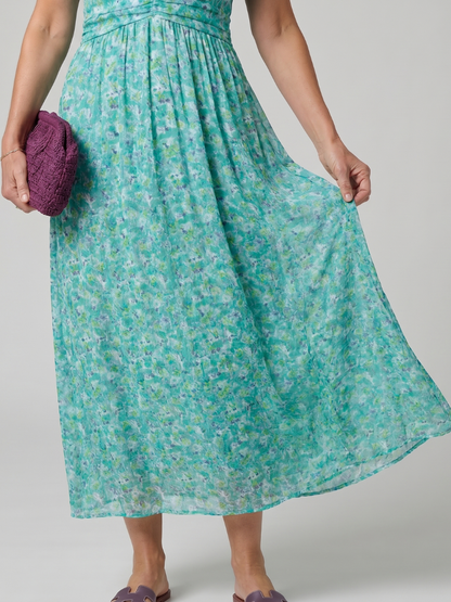 Juna | Vestido Midi Floral de Manga Corta