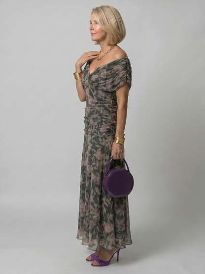 Calen | Vestido Midi Fluido con Escote Bardot
