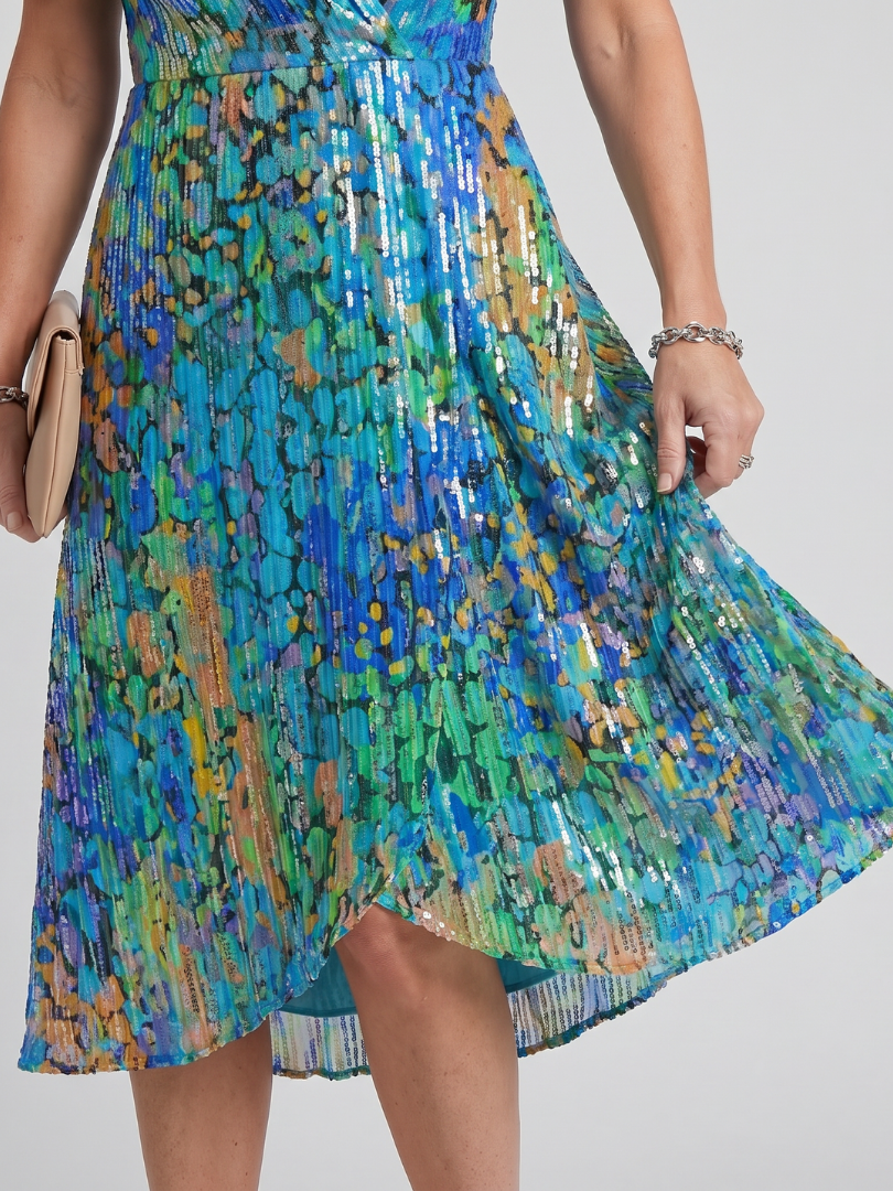 Mirabel | Vestido Midi Floral con Mangas Volantes
