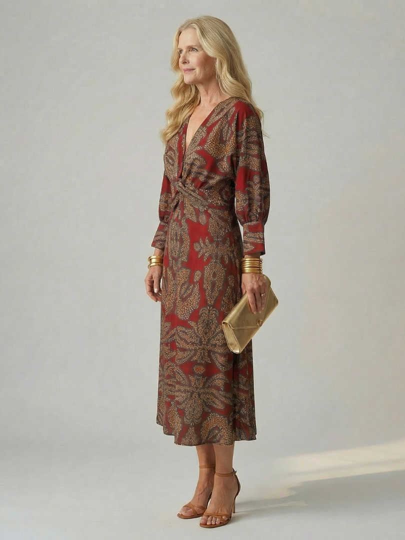Lune | Vestido Midi Cruzado Natural