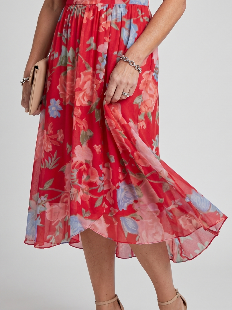 Mirabel | Vestido Midi Floral con Mangas Volantes