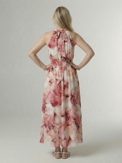 Sylin | Vestido Midi Halter con Cintura Fruncida