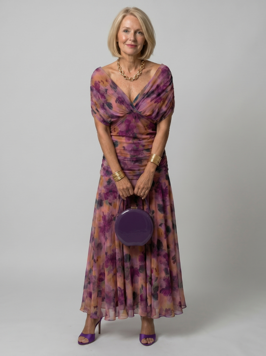 Calen | Vestido Midi Fluido con Escote Bardot