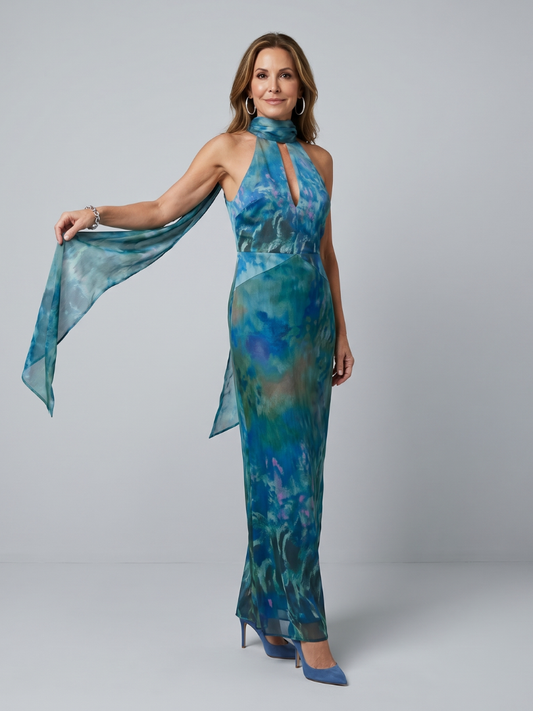Juniper | Vestido Maxi Halter con Abertura Keyhole