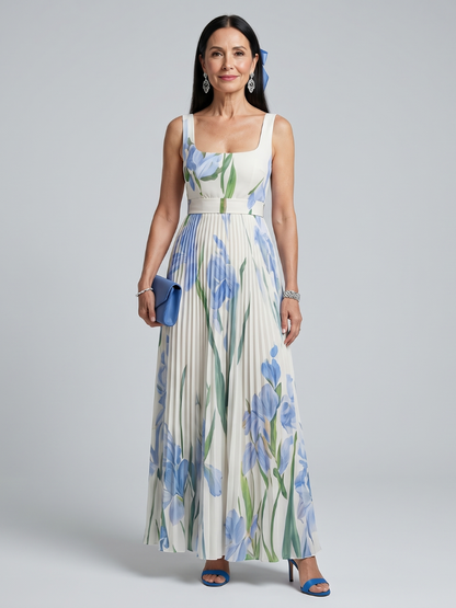 Ophelia | Vestido Midi Floral con Escote Cuadrado