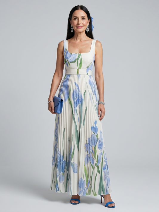 Ophelia | Vestido Midi Floral con Escote Cuadrado