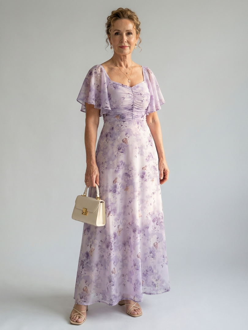 Vaelis | Vestido Midi Floral con Mangas Volantes
