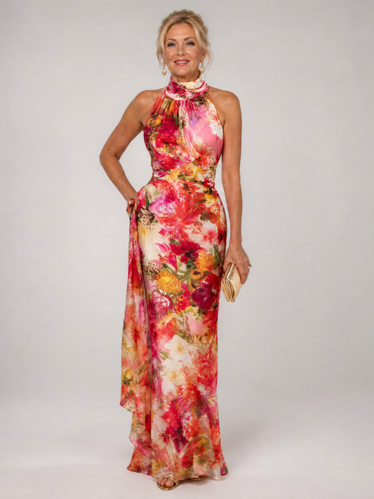 Elisabetta | Vestido Maxi Floral con Escote Halter