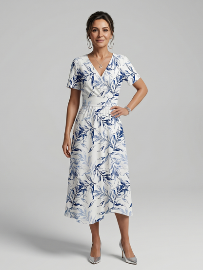Kael | Vestido Midi Floral Botánico con Escote en V