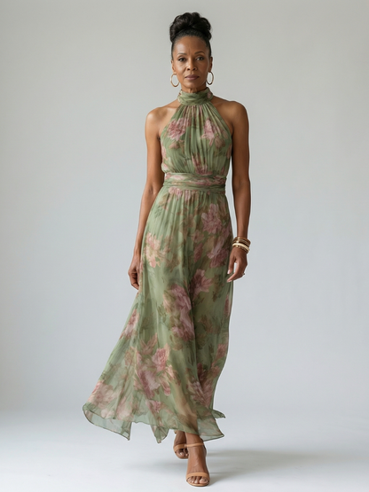 Mirelle | Vestido Midi Halter Fruncido Floral