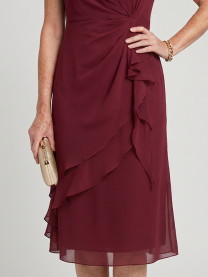 Eira | Vestido Midi de Manga Corta con Falda en Capas