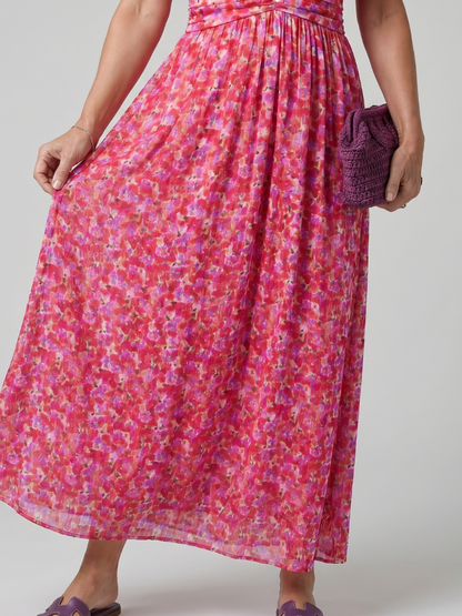 Juna | Vestido Midi Floral de Manga Corta