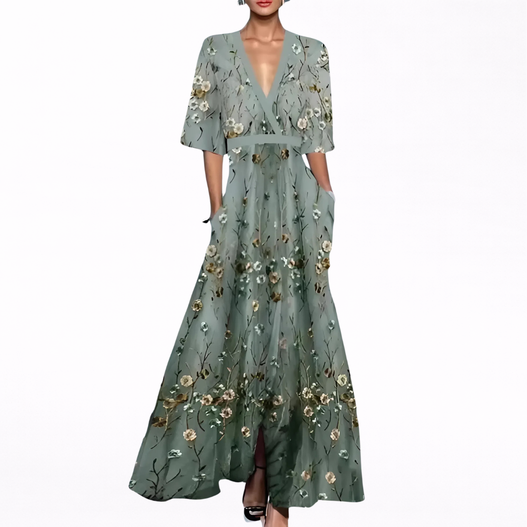 Leonor | Maxi de Escote Profundo Elegante