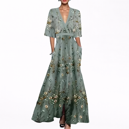Leonor | Maxi de Escote Profundo Elegante