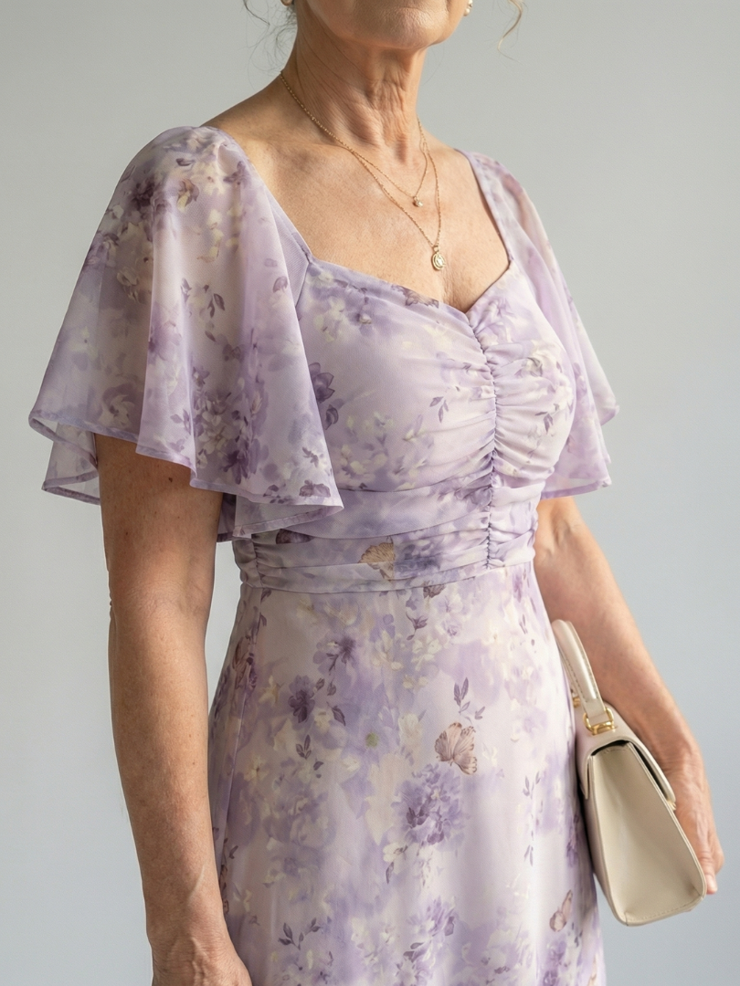 Vaelis | Vestido Midi Floral con Mangas Volantes