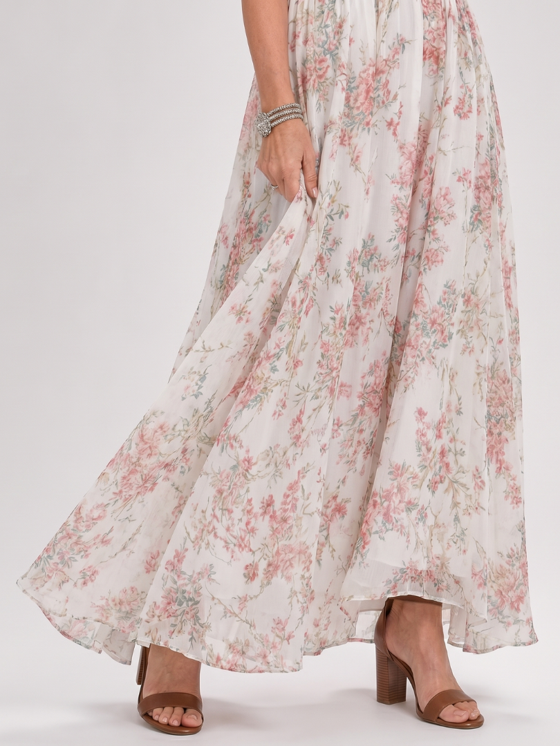Guinevere | Vestido Midi Floral con Falda Fluida
