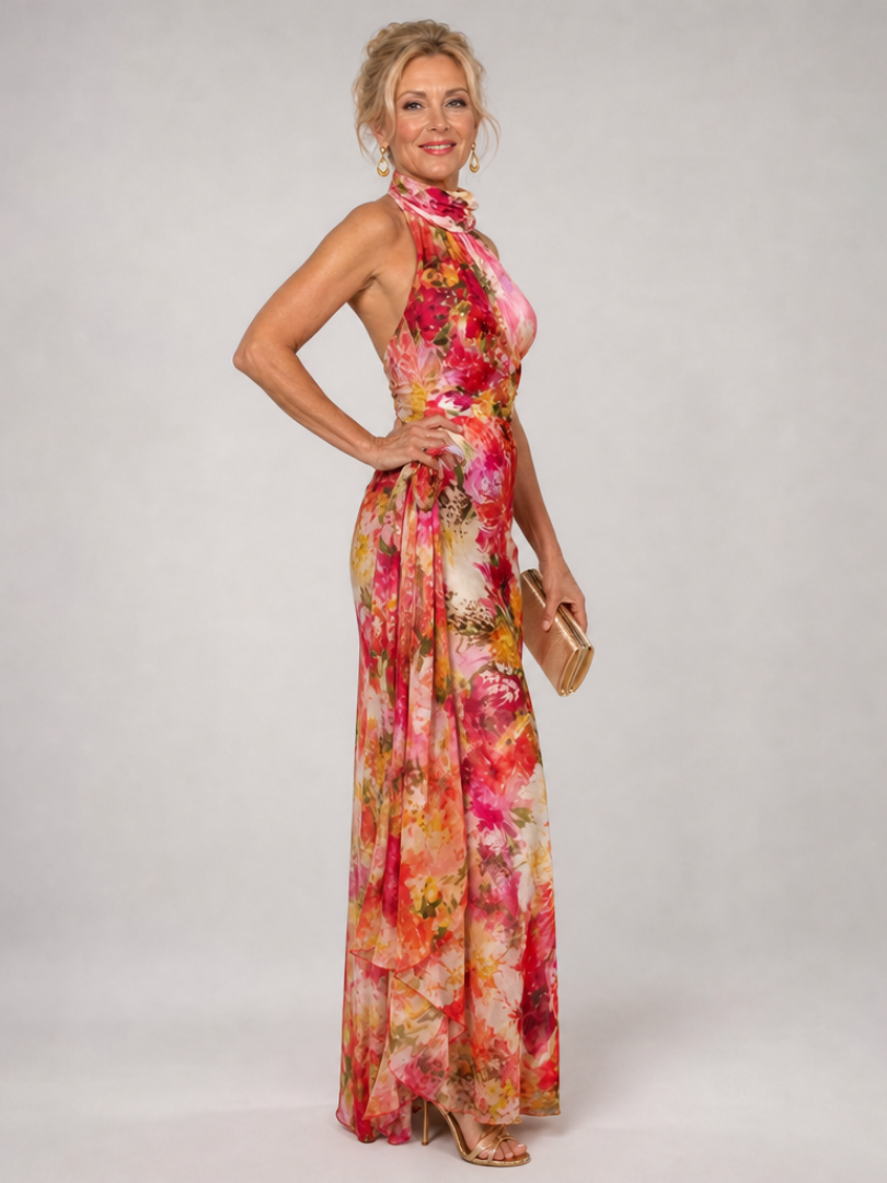 Elisabetta | Vestido Maxi Floral con Escote Halter