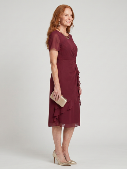 Eira | Vestido Midi de Manga Corta con Falda en Capas