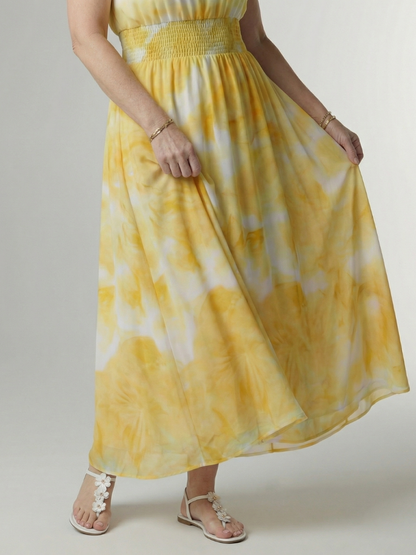 Sylin | Vestido Midi Halter con Cintura Fruncida