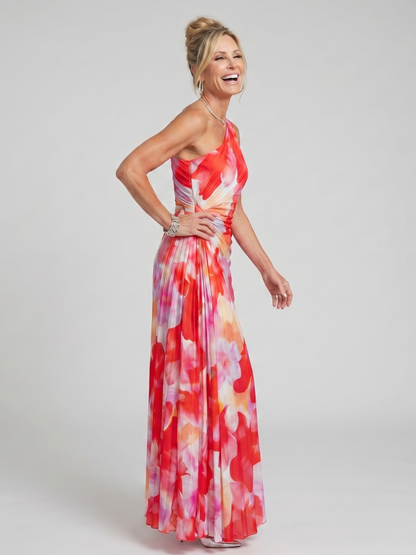 Taya | Vestido Midi de Un Hombro con Pliegues