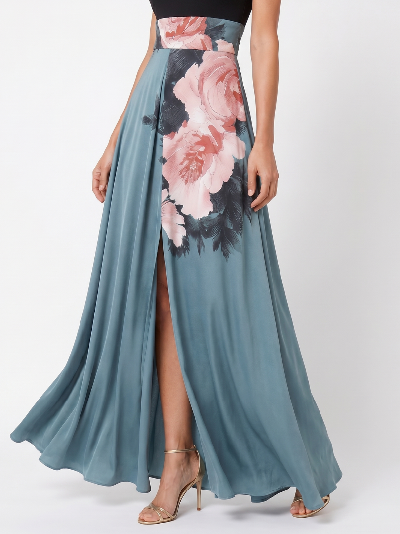 Olympas | Vestido Maxi Floral con Escote Halter