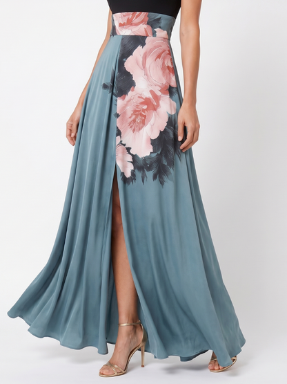 Olympas | Vestido Maxi Floral con Escote Halter
