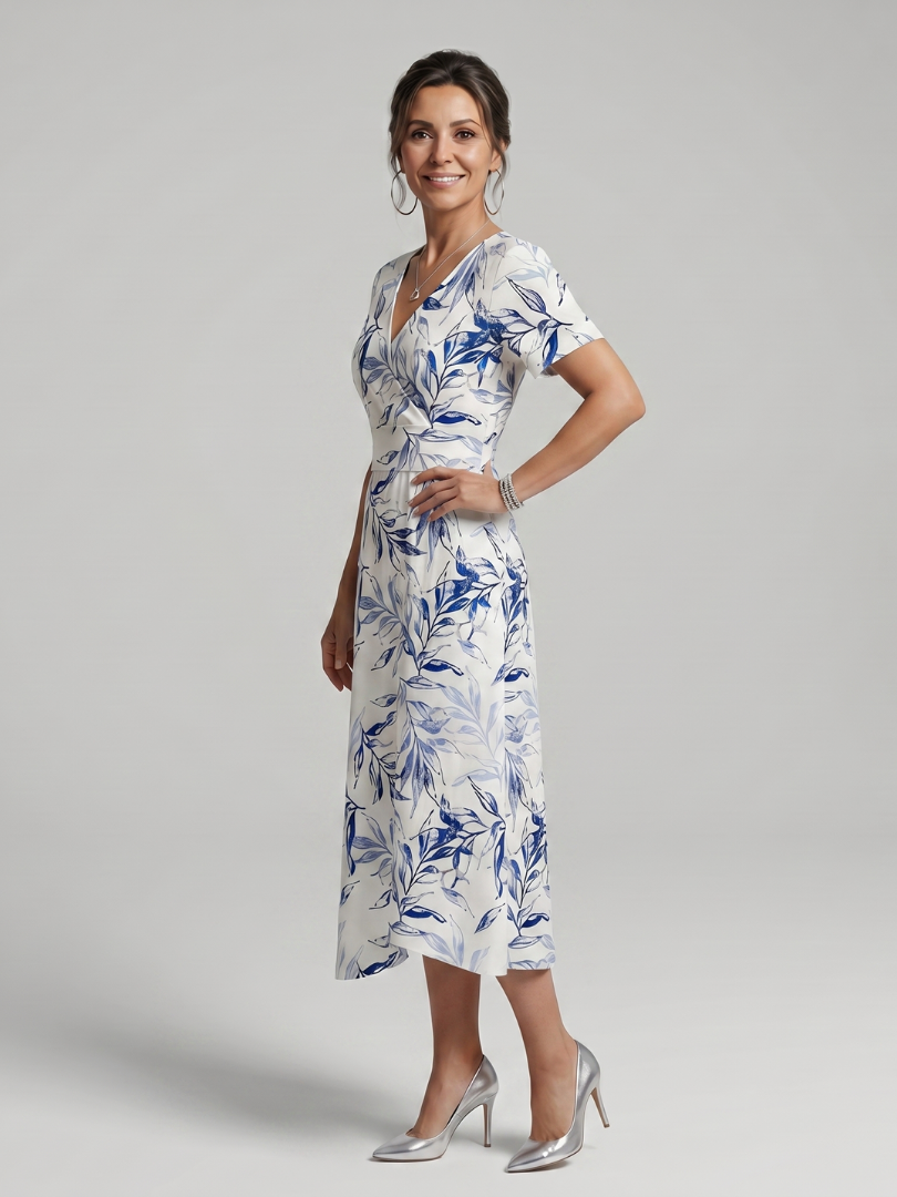 Kael | Vestido Midi Floral Botánico con Escote en V
