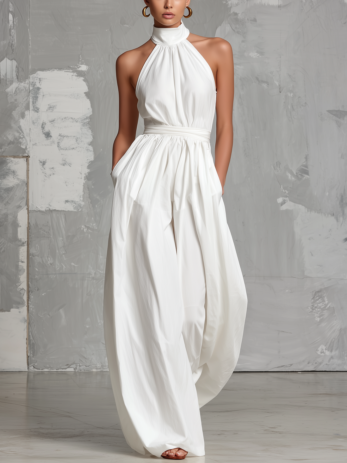 Seraphine | Mono blanco elegante con cuello halter