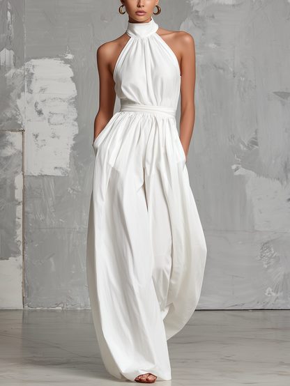 Seraphine | Mono blanco elegante con cuello halter