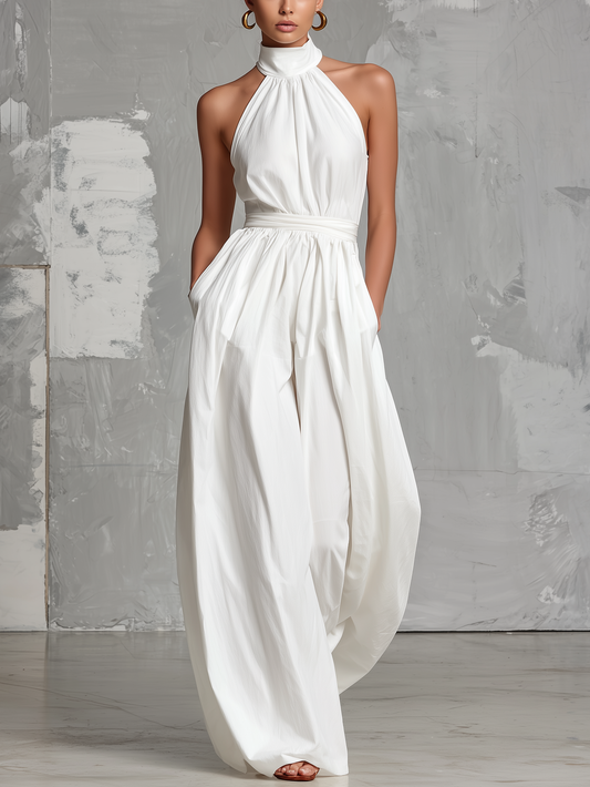 Seraphine | Mono blanco elegante con cuello halter