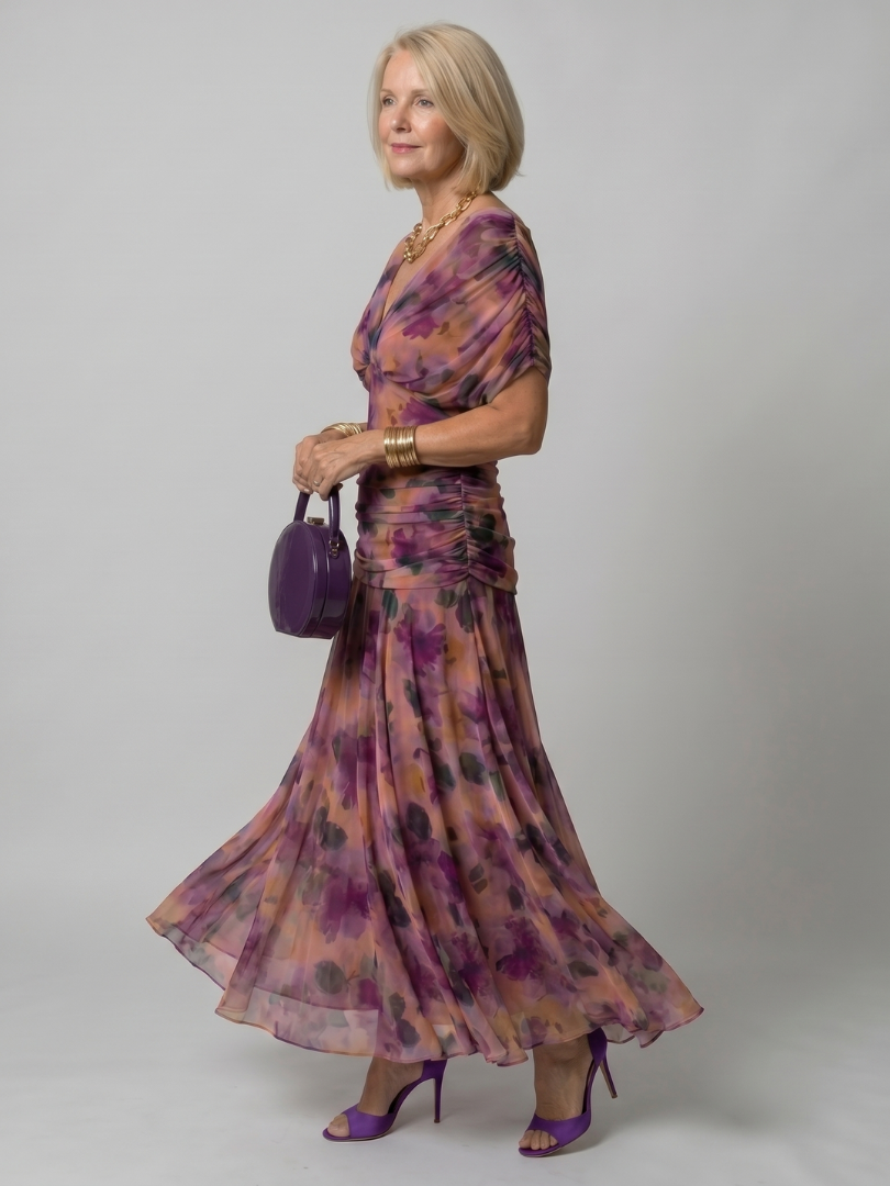 Calen | Vestido Midi Fluido con Escote Bardot