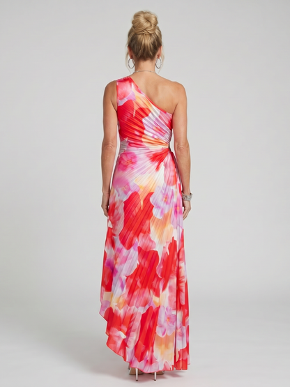 Taya | Vestido Midi de Un Hombro con Cuerpo Plisado