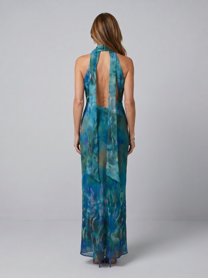 Juniper | Vestido Maxi Halter con Abertura Keyhole