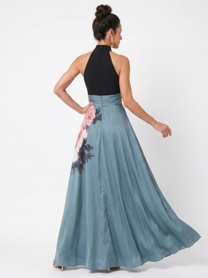 Olympas | Vestido Maxi Floral con Escote Halter