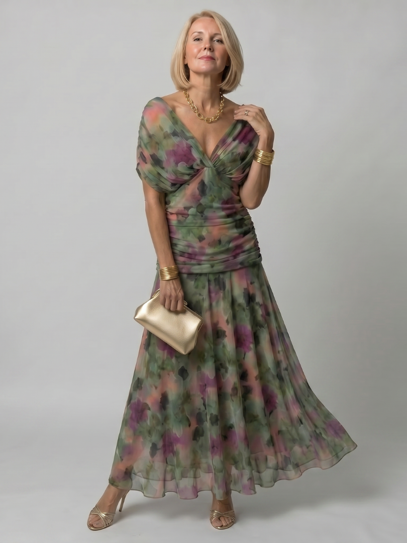 Calen | Vestido Midi Fluido con Escote Bardot