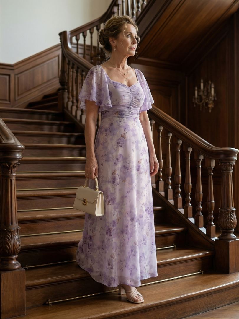 Vaelis | Vestido Midi Floral con Mangas Volantes