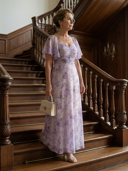 Vaelis | Vestido Midi Floral con Mangas Volantes