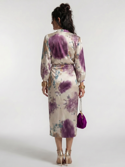 Valentina | Vestido Midi Cruzado con Lazo y Estampado
