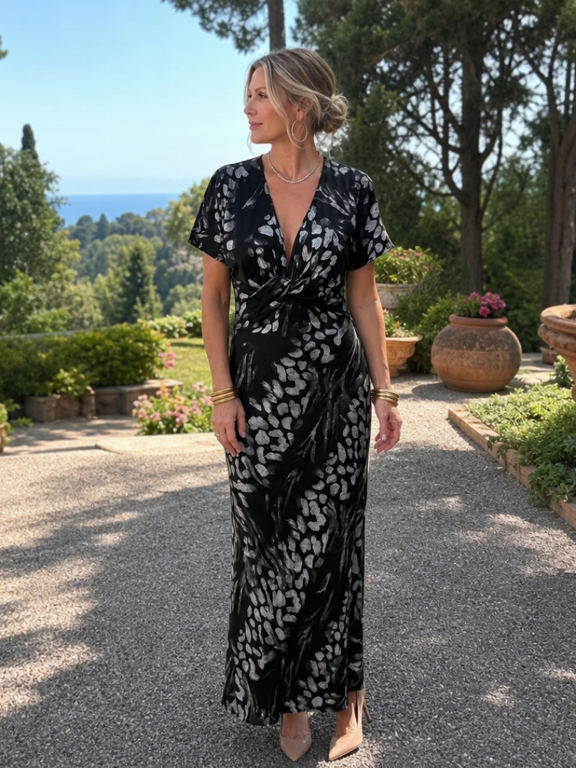 Astra | Vestido Maxi con Estampado Abstracto