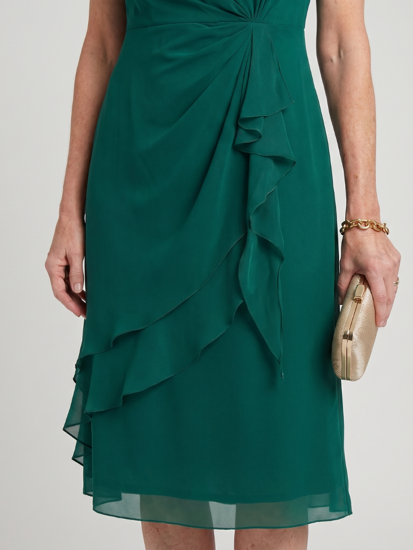 Eira | Vestido Midi de Manga Corta con Falda en Capas