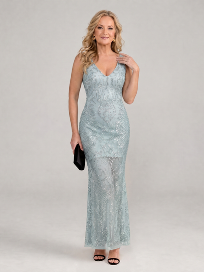 Sirea | Vestido Midi de Lentejuelas con Paneles Transparentes