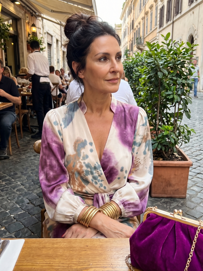 Valentina | Vestido Midi Cruzado con Lazo y Estampado