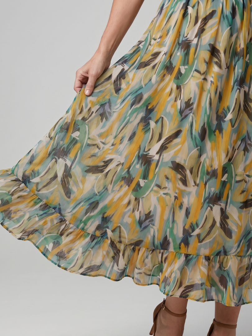 Quill | Vestido Midi Abstracto con Tirantes Finos
