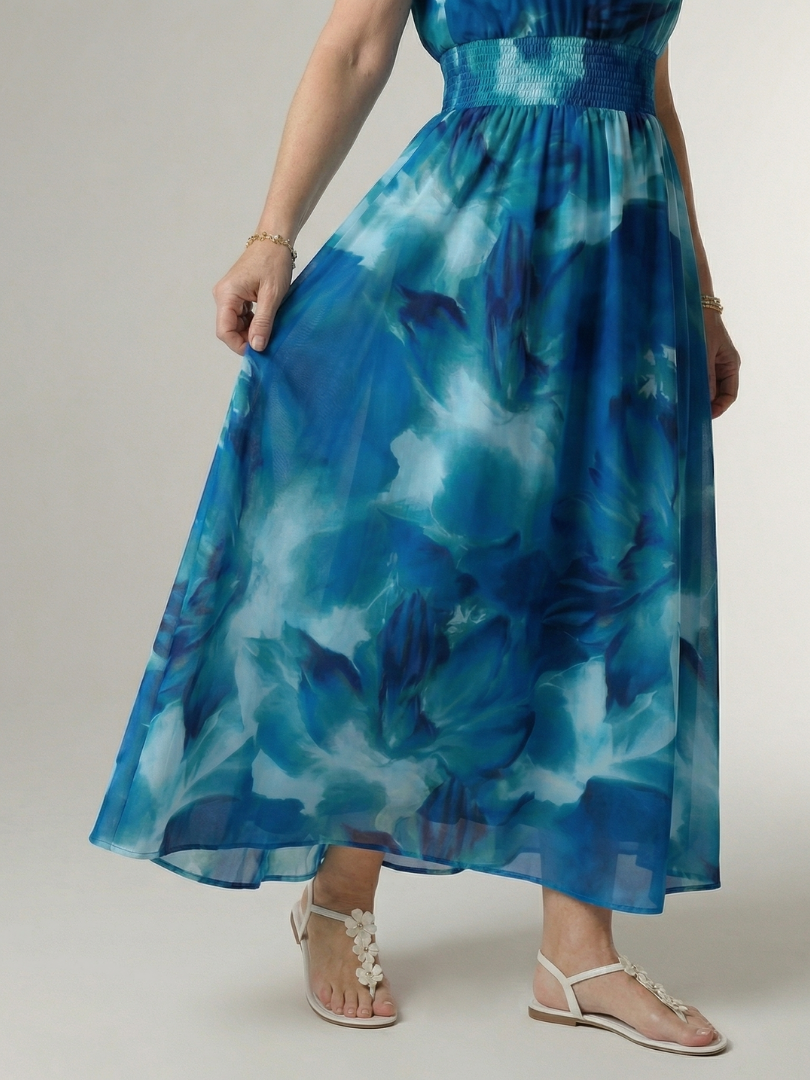 Sylin | Vestido Midi Halter con Cintura Fruncida