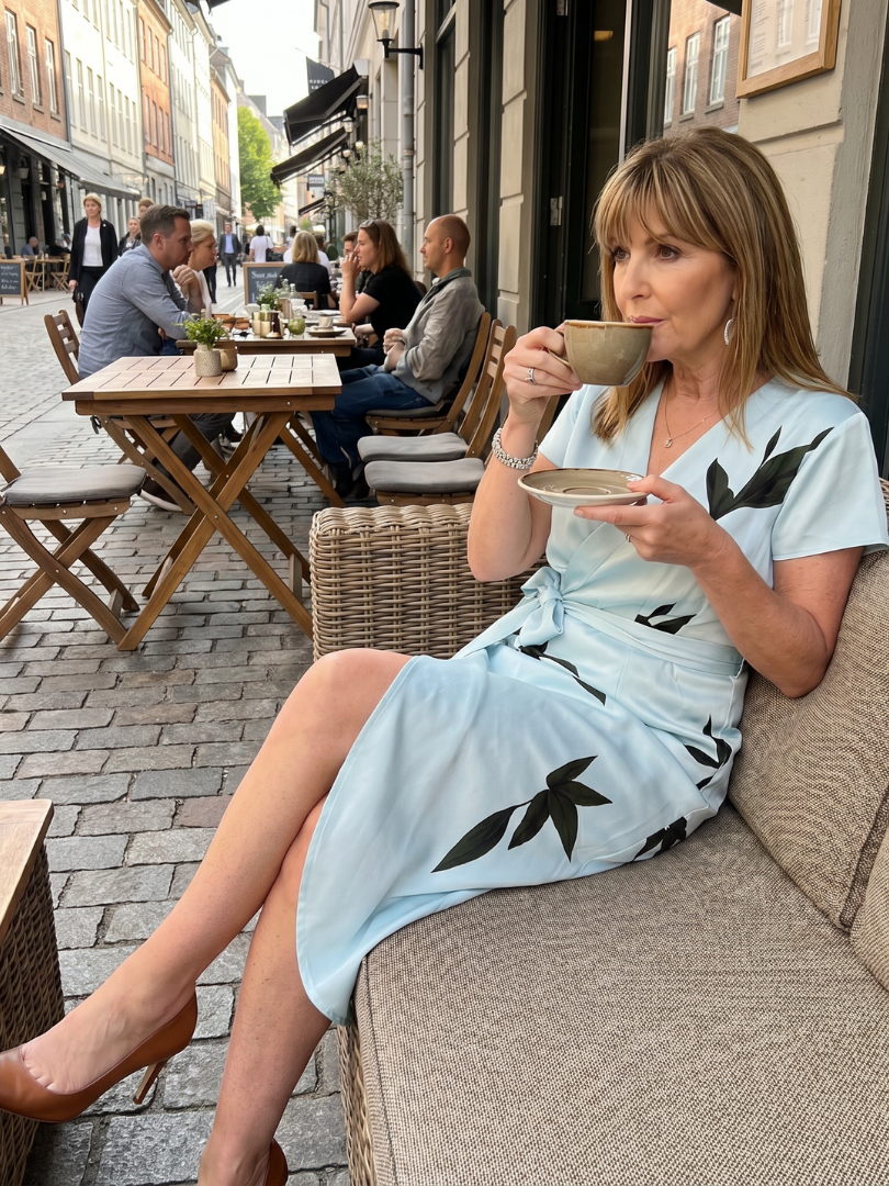 Cypress | Vestido Midi Botánico Cruzado con Mangas Volantes