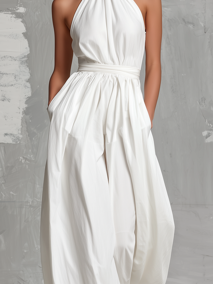 Seraphine | Mono blanco elegante con cuello halter