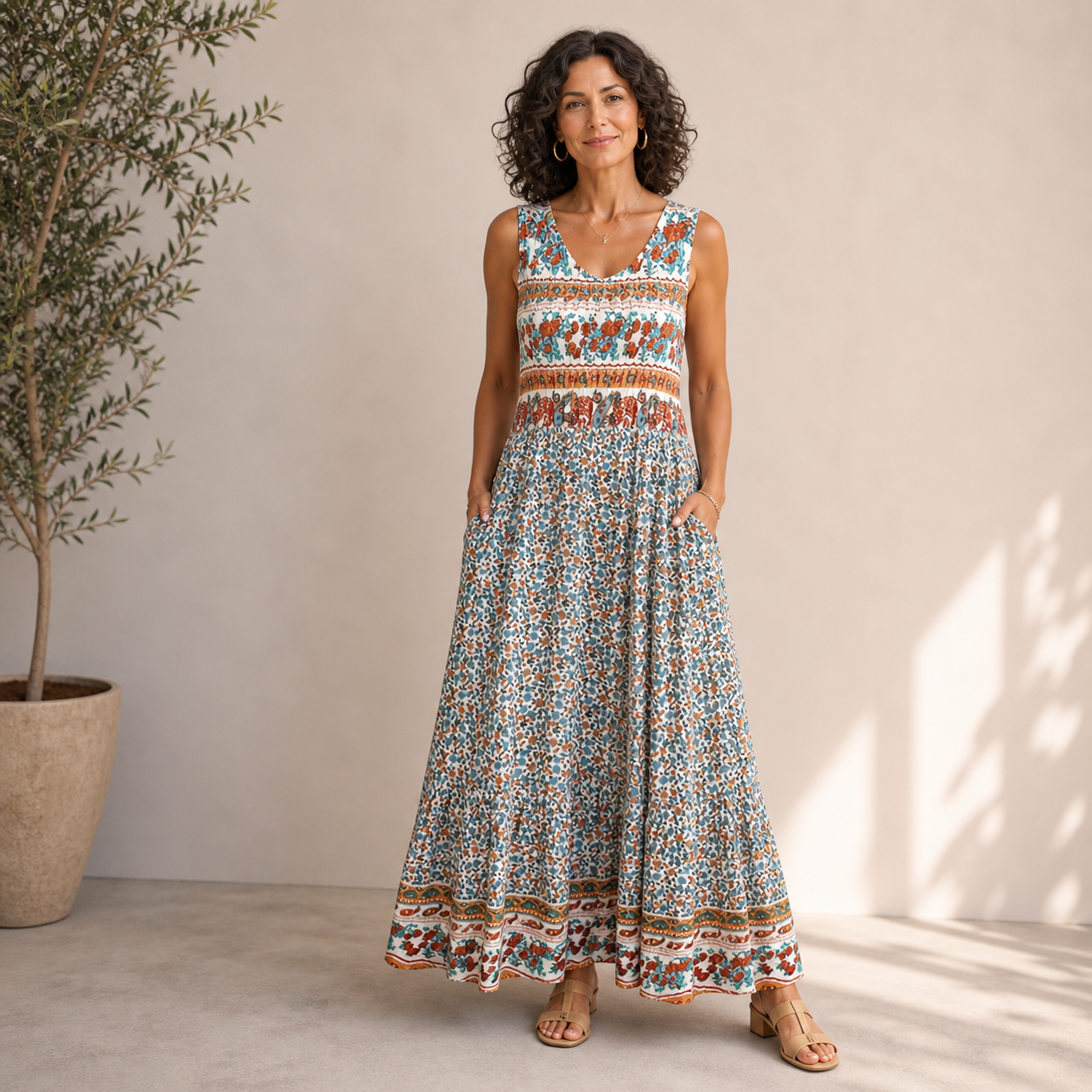 Alba | Vestido midi bohemio fluido