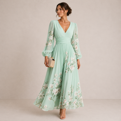Venira | Vestido midi con estampado floral verde